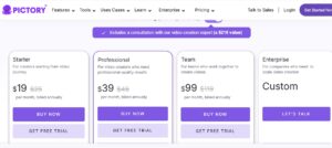 pictory ai pricing